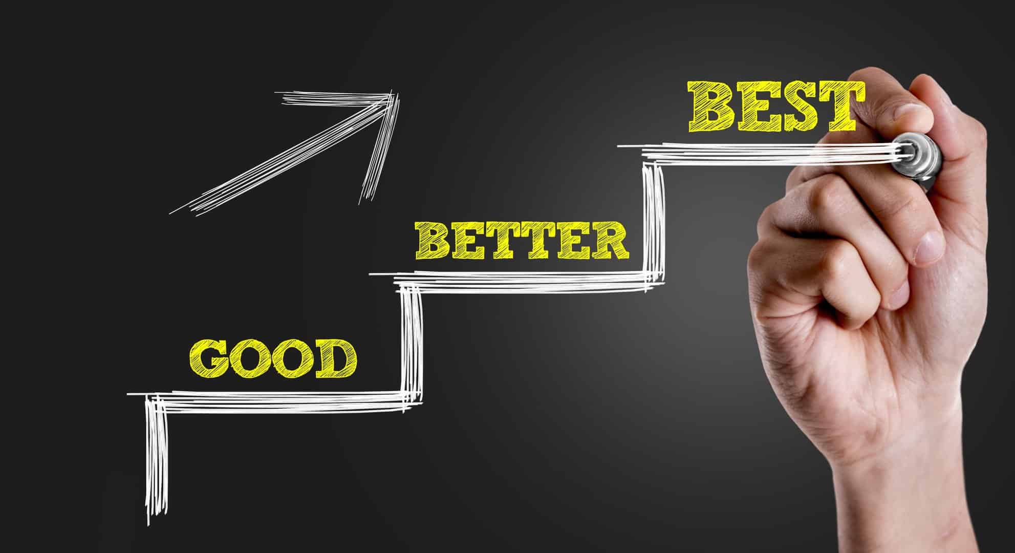 Hand writing the text Good - Better - Best